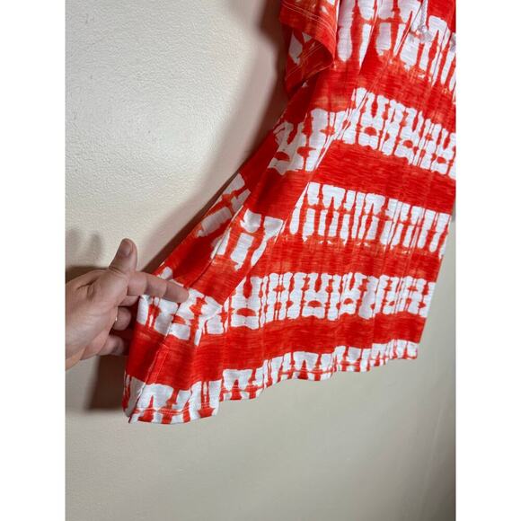 NWT Allison Daley Plus Size Top 1X Tie-Dye Short Sleeve Casual Coastal Tie Front - Picture 4 of 8